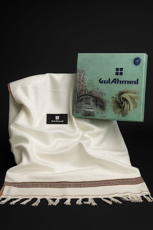 Gul Ahmed Wool Shawl (White)
